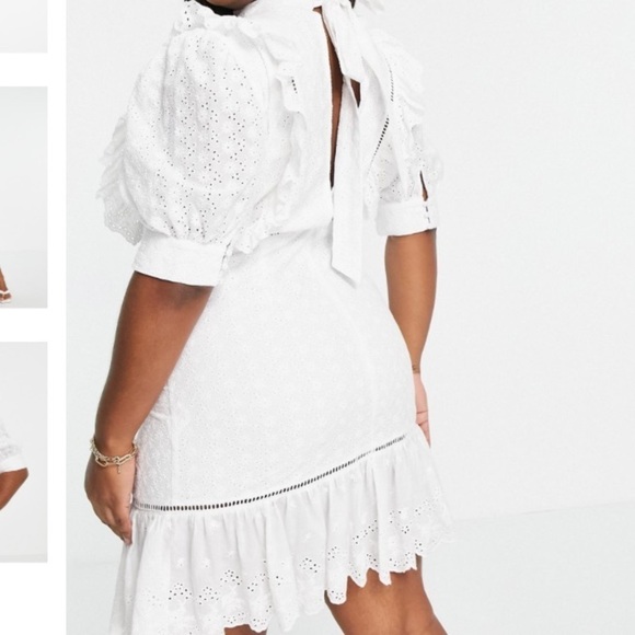 COLLECTIVE THE LABEL CURVE PUFF SLEEVE CUTWORK LACE MINI DRESS size 16 - Picture 2 of 11